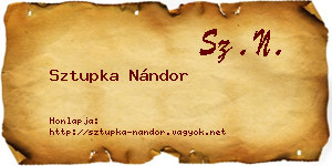 Sztupka Nándor névjegykártya